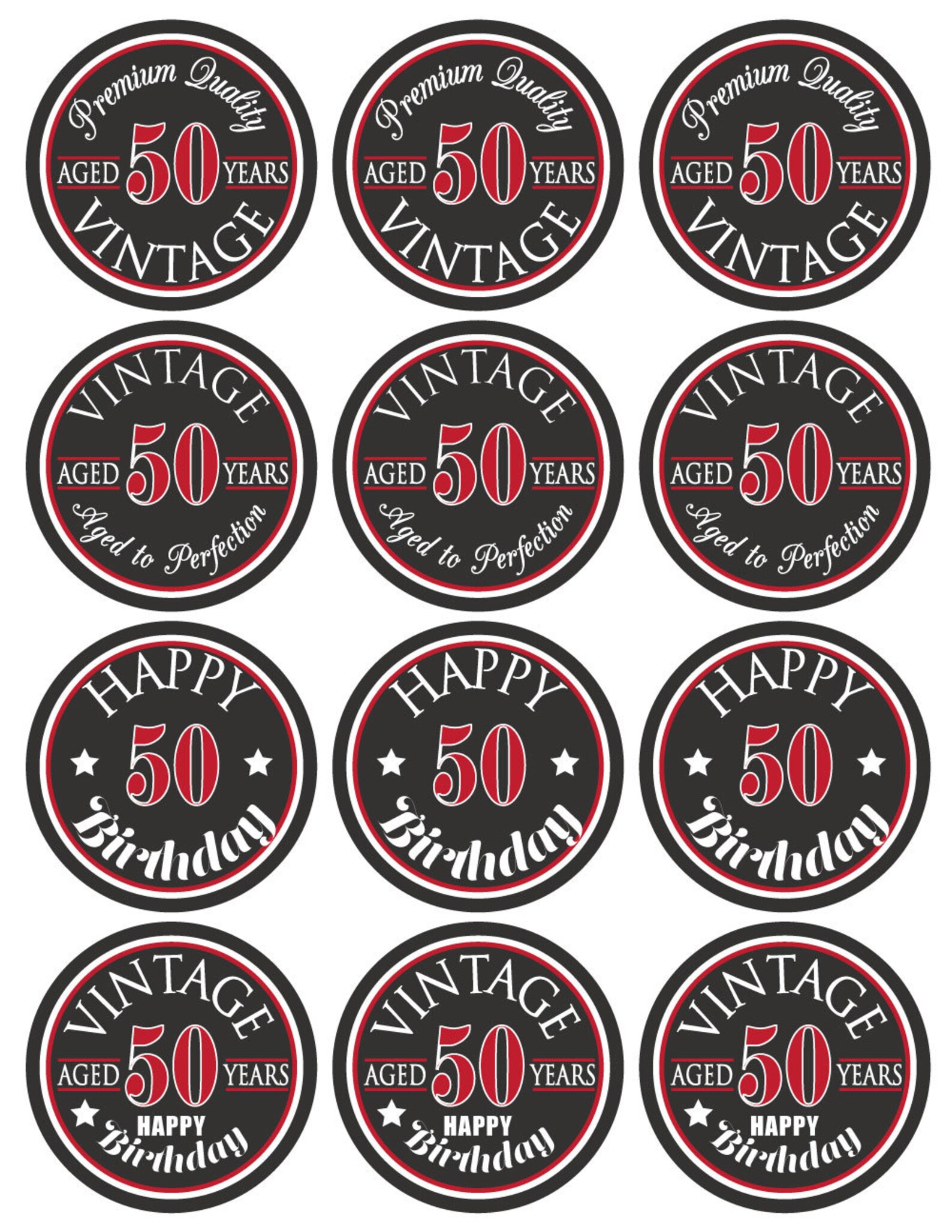 50th Birthday Cupcake Toppers Aged to Perfection Vintage Etsy