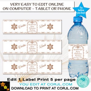 Mi Bautizo bewerkbare waterflesetiketten, Mexicaans Barro-thema, talavera, Cielito Lindo, Bautizo, afdrukbaar, bewerken en downloaden in Corjl