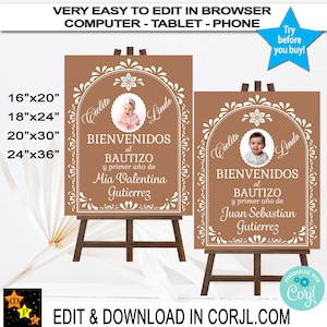 Mexican Cielito Lindo Barro Photo Welcome Sign, Talavera, Editable, Printable, Edit and Download in Corjl, 4 sizes