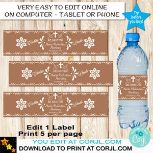Mi Bautizo bewerkbare waterflesetiketten, Mexicaans Barro-thema, Cielito Lindo, Bautizo, afdrukbaar, bewerken en downloaden in Corjl