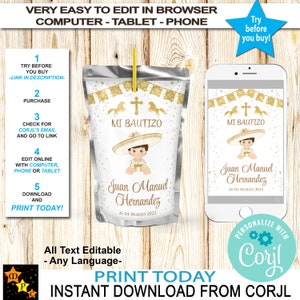May include: A digital design for a baptism, featuring a cartoon illustration of a boy in a sombrero. The design includes the text "Mi Bautizo" and the name "Juan Manuel Hernandez" with the date "26 de Marzo 2022".