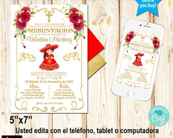 Spanish 3 Year Presentation, Presentación de 3 años, Charrita, Editable, Print or send by text