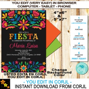 Spanish Fiesta Birthday Invitation, Mexican Theme, Printable, Any Age ...