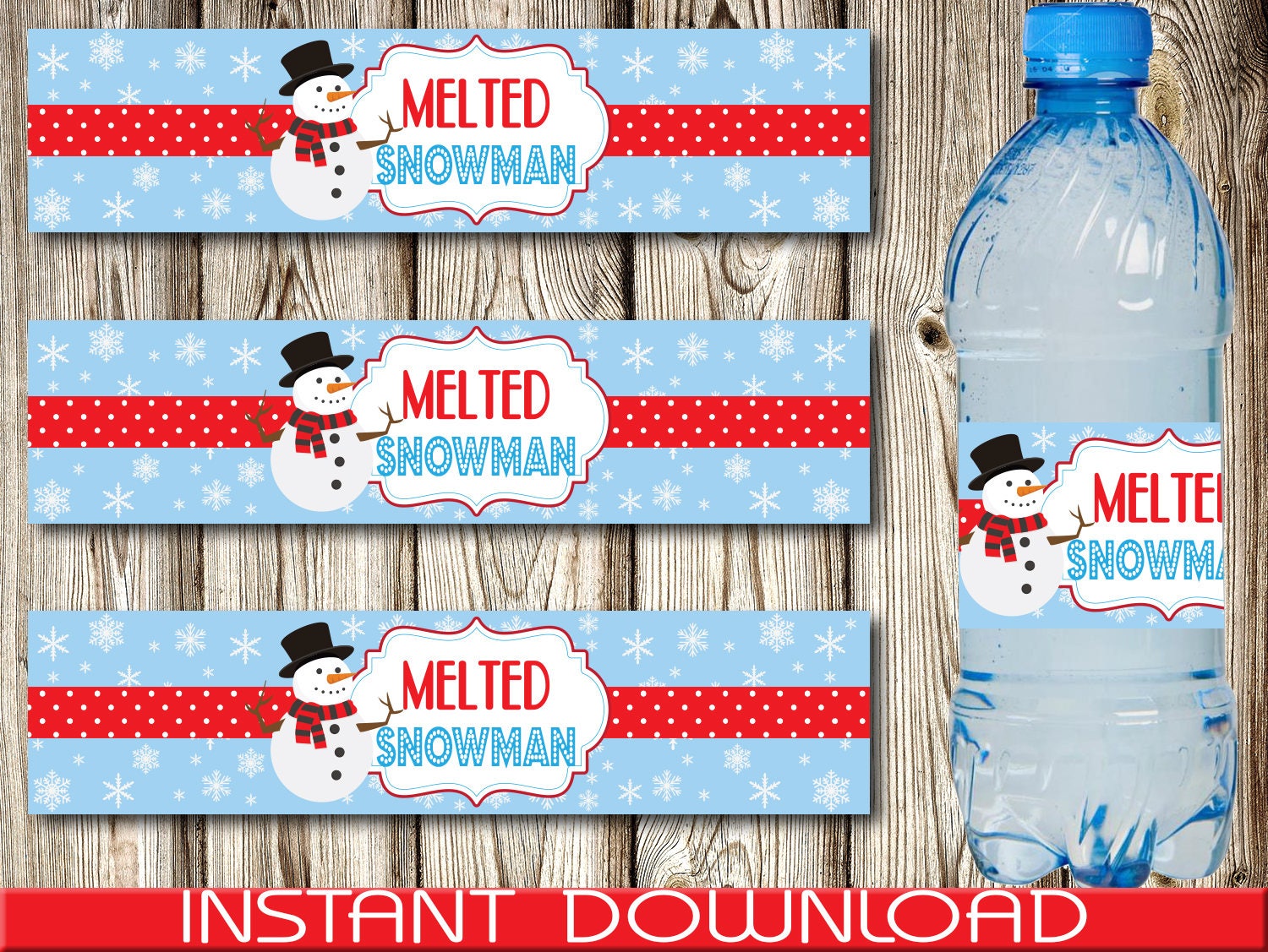 Merry Christmas Water Bottle Labels - Santa, Reindeer, Snowman, Tree -  Digital Art Star