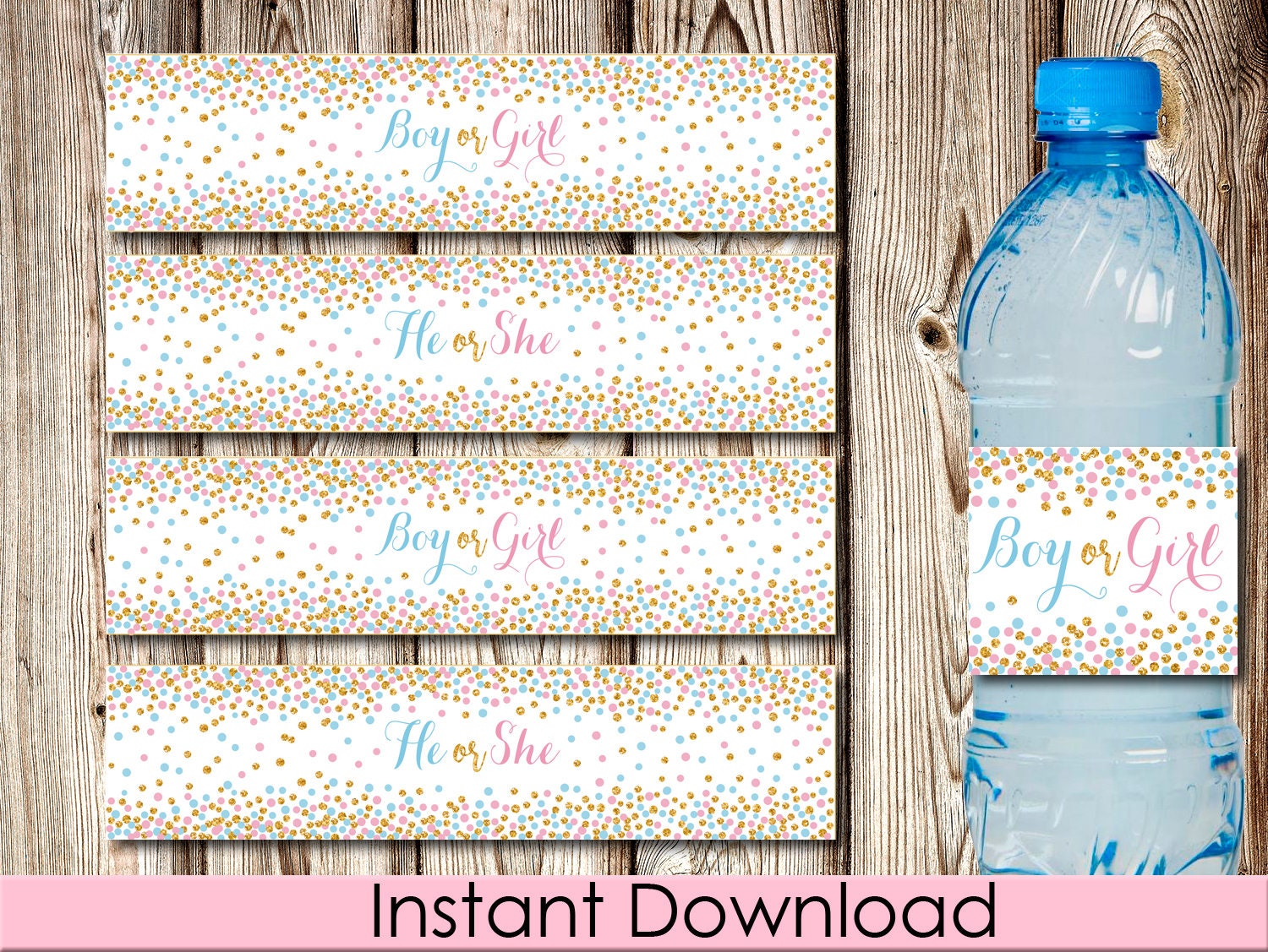 Gender Reveal Water Bottle Labels Gender Reveal Party Etsy