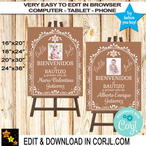 Mexican Cielito Lindo Barro Photo Welcome Sign, Talavera, Editable, Printable, Edit and Download in Corjl, 4 sizes, Printable