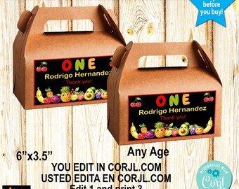 Dancing Fruit Birthday Candy Box Labels, Hey Bear (Edit and Download at Corjl)