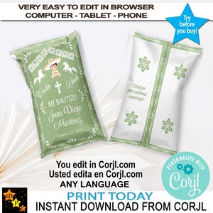 Mi Bautizo Doopchipzakje Mexican Sage Barro Theme, Cielito Lindo, Charrito, Talavera Style, bewerken en downloaden in Corjl