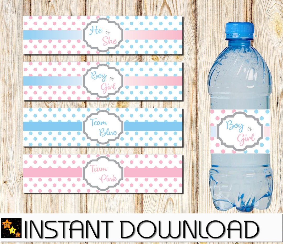 Gender Reveal Water Bottle Labels, Gender Reveal Party, Boy or Girl ...