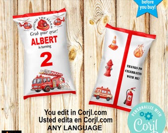 First Responder Chip Bag Label, Any Age, Birthday Party, Editable Template (Instant Download Corjl)
