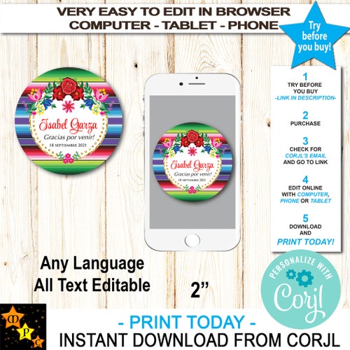 Fiesta Invitation Thank You Tags Printable Mexican Theme - Etsy