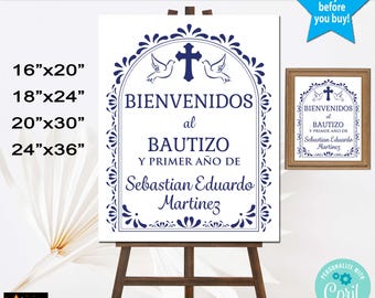 Talavera Welcome Sign: Editable Mexican Navy Design (Digital Download, 4 Sizes)
