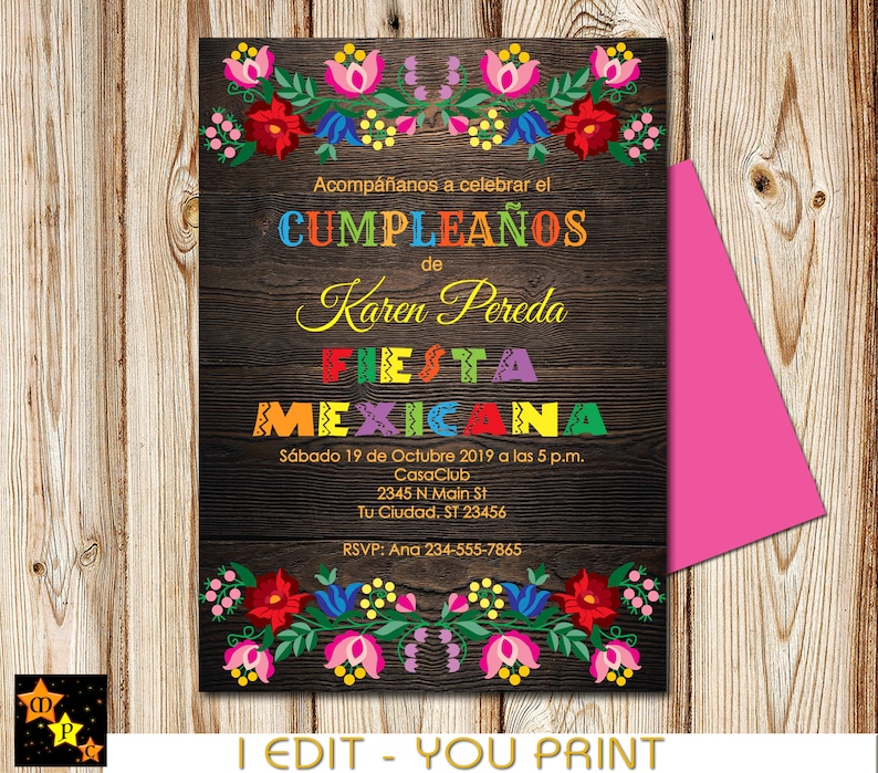 SPANISH Fiesta Mexicana Birthday Invitation No Age Mexican Etsy
