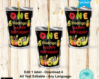 Juice Pouch, Dancing Fruit, Hey Bear, Instant Download from Corjl,Printable, Edit online with Corjl