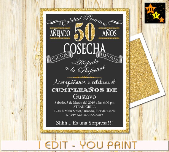spanish aged to perfection birthday invitation any age