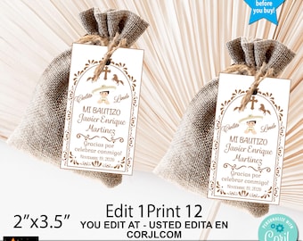 Cielito Lindo Baptism Gift Tags: Mexican Charro Theme (Printable, (Corjl Edit & Download)