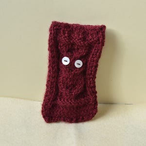 Knitted owl phone case, phone sock Burgundy red