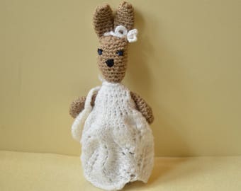 Crochet bunny rabbit, amigurumi doll, rabbit soft toy, rabbit in a dress