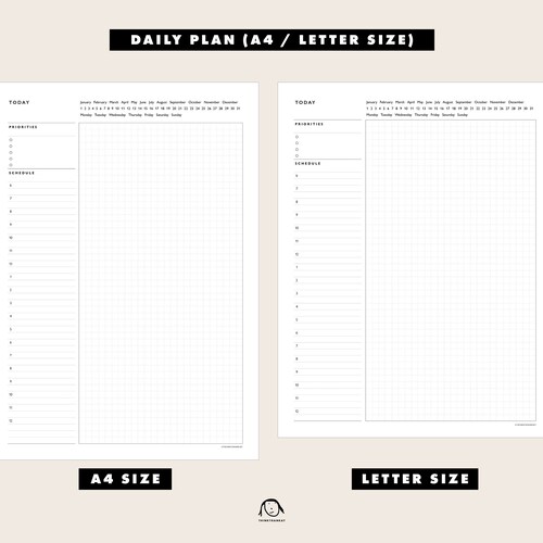 Daily Planner Printable A4 US Letter Size Daily Planners and Etsy