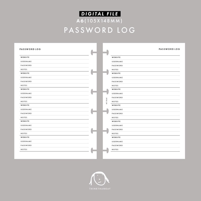 A6 Size Digital File Password Log Printable Template Inserts Etsy a6-size-digital-file-password-log-printable-template-inserts-etsy