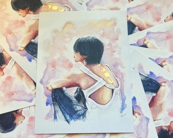 Moon Phase Jimin Watercolor Art Prints