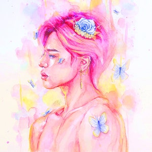 Butterfly Jimin Watercolor Painting Print
