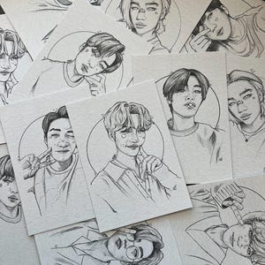 Stray Kids Herz Themed Sketch 5x7 ""Drucke."
