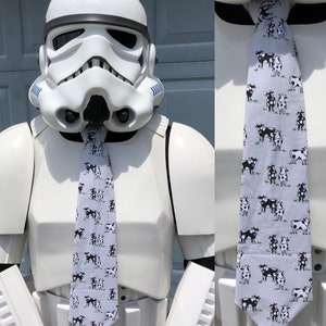 Cow gray Novelty Necktie - ADULT size - Cotton fabric - Free Shipping