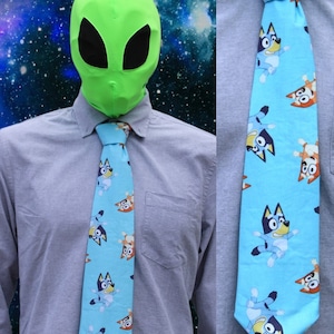Blue Australian Heeler Dog Novelty Necktie Blue - ADULT size - Cotton fabric - Free Shipping