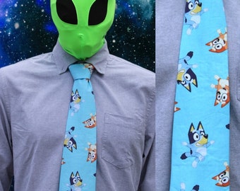 Blue Australian Heeler Dog Novelty Necktie Blue - ADULT size - Cotton fabric - Free Shipping