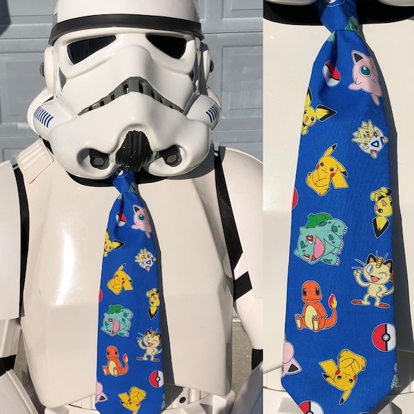 Pokemon Novelty Necktie - Togepi Pichu Blue Color Pikachu Meowth Eevee Charmander Squirtle Bulbasaur Tie ADULT Cotton Free Shipping