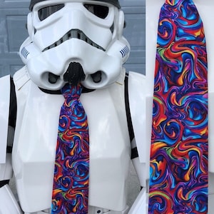 Psychedelic Swirls Colorful Bright Novelty Necktie - ADULT size - Cotton fabric - Free Shipping