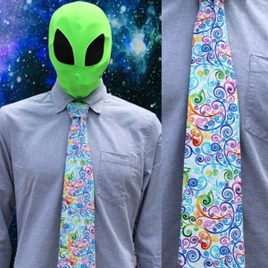Bright and Colorful Swirls Colorful Novelty Necktie - ADULT size - Cotton fabric - Free Shipping