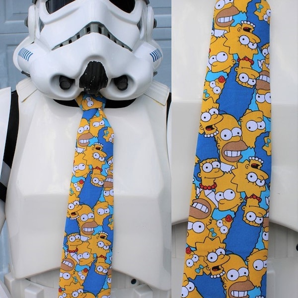 Animated Yellow Springfield Family Novelty Necktie Tie - ADULT size - Cotton fabric - Free Shipping