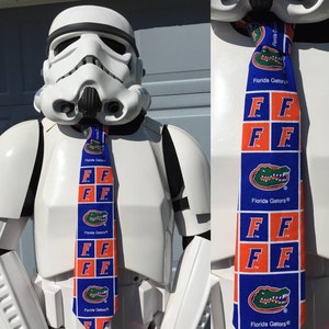 Florida School Sports Novelty Necktie Orange and Blue Colors - ADULT size - Cotton fabric - Free Shipping