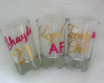 21st Birthday Gift For Her, 21st Birthday Wine Glass, Gift for Her, 21st Birthday Party Favors, 21st Birthday Decor, Shot Glass, Finally 21,