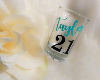21st Birthday Gift For Her, 21st Birthday Party Favors, Personalized Shot Glass, 21st Birthday Shot Glass, 21st Birthday Decor, Gift for Her