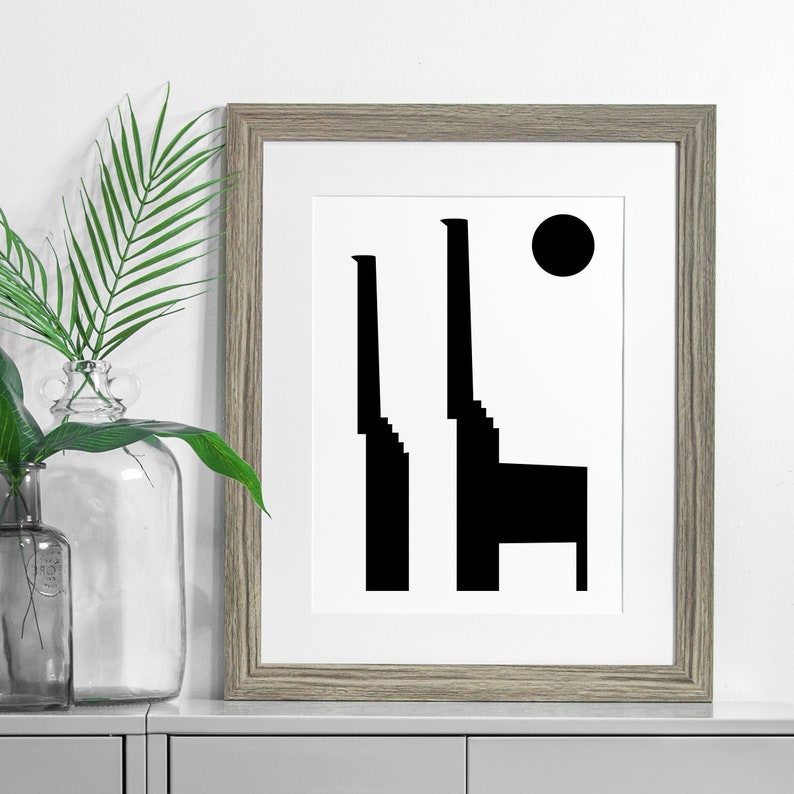 Battersea Power Station London Fine Art Print A4 / 30 x 40cm / Modern / Minimalist / Black and White Poster image 2