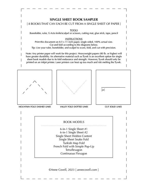 Bookbinding Tutorial, Printable Single Sheet Book Binding Kit, DIY