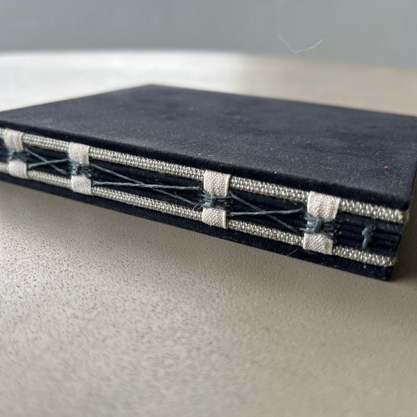 Hardcover handmade book, Cloth bound book, Exposed sewing book binding, Handbound journal, Handmade sketchbook, Mixed media art journal