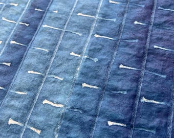 Indigo Dyed Hemp Handmade Paper, Grid Pattern Art, 11x14