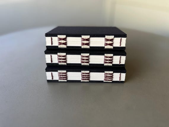Black Handbound Journal: Butterfly Stitch Binding, Opens Flat (4 x 5.25  x 1 inches)
