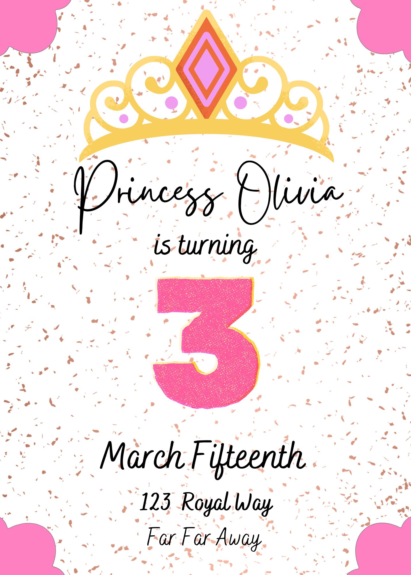 Princess Birthday Invitation Template - Etsy