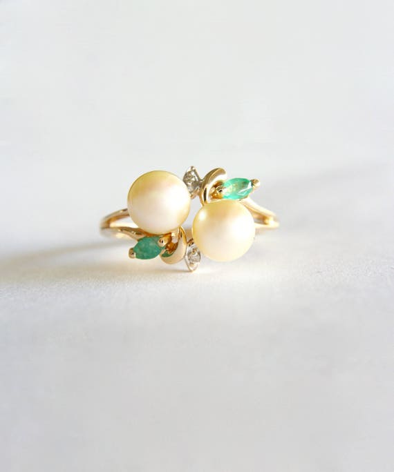 Vintage Pearl Ring, 14K Pearl Jewelry, Gold Pearl