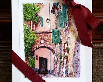 Boxed Note Cards with an assortment of (8) Note Cards and (8) Envelopes inside Titled:  "European Villas"
