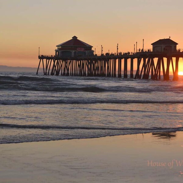 Giclee Canvas Fine Art Print of a Photograph of the Huntington Beach Pier, CA......  Titled:  "So Cal Sunset"
