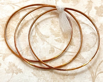 Hammered Bronze Bangles, Set of 3, Gold Stacker Bracelets