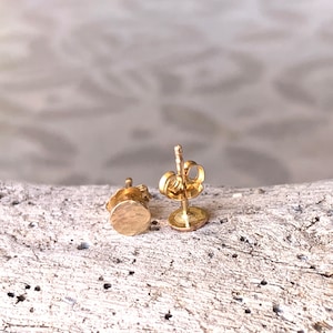 Gold Hammered Stud Earrings, Minimalist Dot Post Earrings, Round Geometric Jewelry, Gold Fill