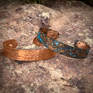 1/2" Hammered Copper Cuff for Men or Women, Unisex Bangle Bracelet
