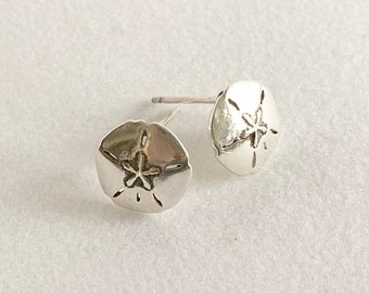 Sterling Silver Sand Dollar Post Earrings, Beach Earrings